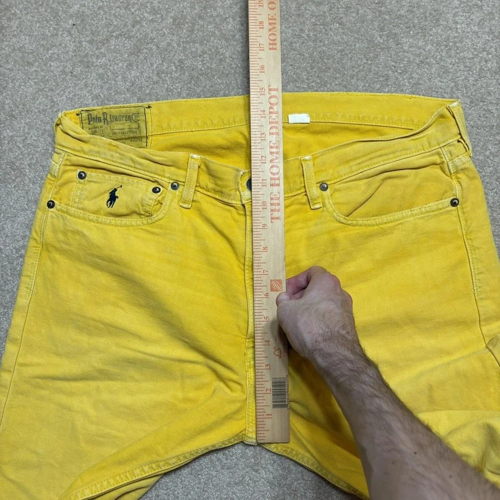 Vtg Polo Ralph Lauren Jeans Mens 36x32 Sunfish Yellow Slim Straight Denim Pants